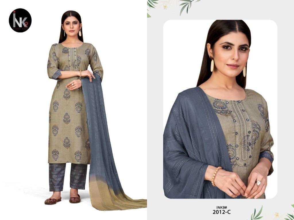 INK 9 KGF VOL 2 RAYON FOIL PRINT DESIGNER READY MADE TOP BOTTOM WITH DUPATTA
