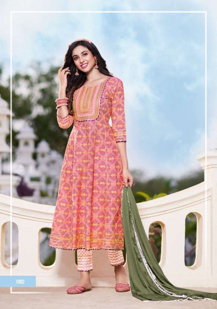 KAJAL STYLE GLAM LOOK VOL 1 COTTON HEAVY PRINTED FESTIVE WEAR KURTI GOWN PANT AND DUPATTA COLLECTION
