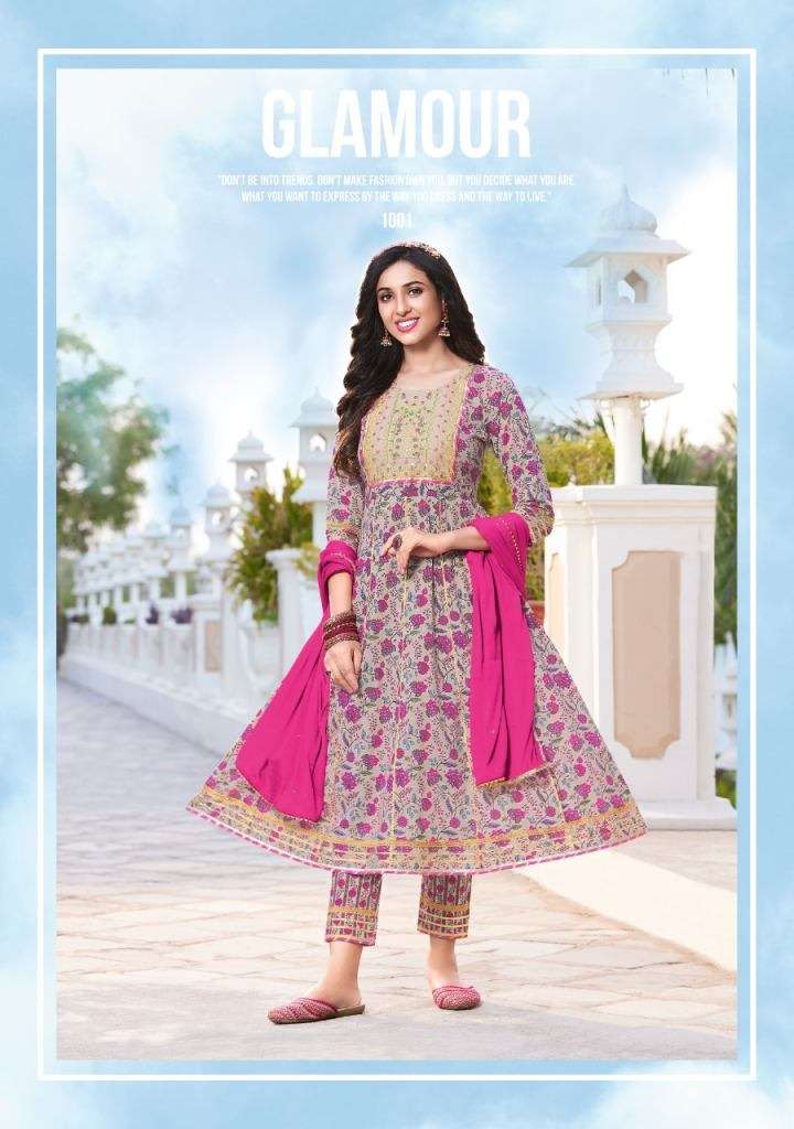 KAJAL STYLE GLAM LOOK VOL 1 COTTON HEAVY PRINTED FESTIVE WEAR KURTI GOWN PANT AND DUPATTA COLLECTION