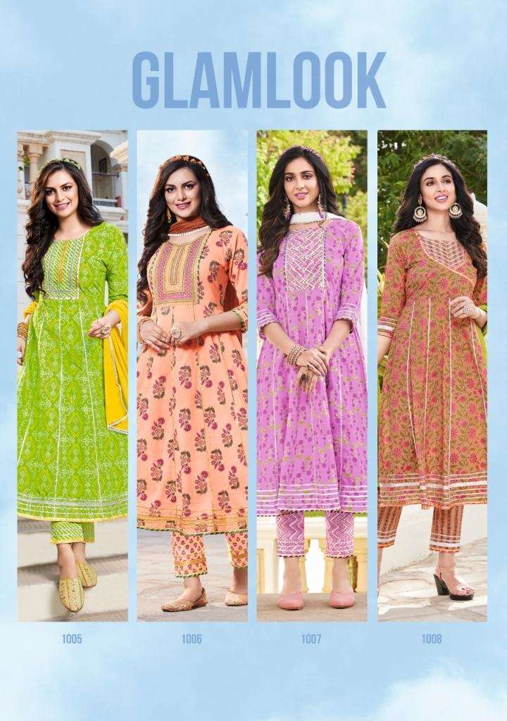 KAJAL STYLE GLAM LOOK VOL 1 COTTON HEAVY PRINTED FESTIVE WEAR KURTI GOWN PANT AND DUPATTA COLLECTION