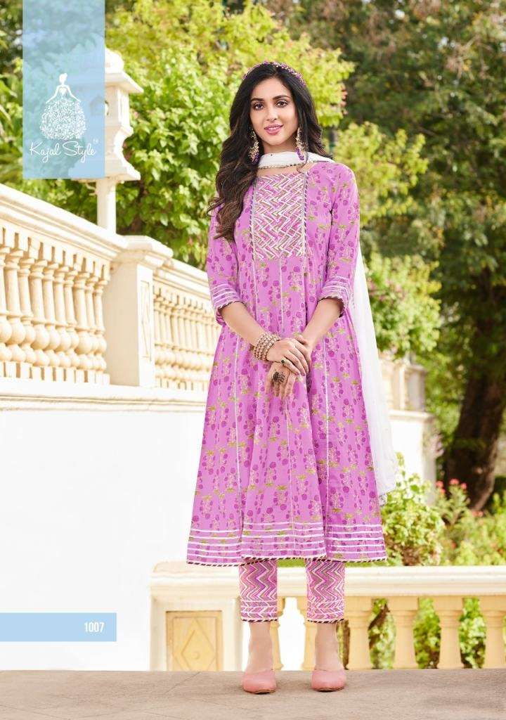 KAJAL STYLE GLAM LOOK VOL 1 COTTON HEAVY PRINTED FESTIVE WEAR KURTI GOWN PANT AND DUPATTA COLLECTION
