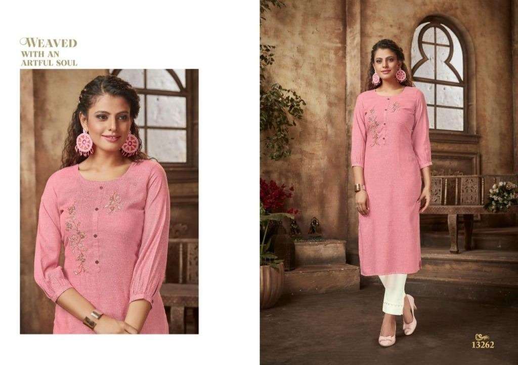 KALAROOP NFINITE RAYON FANCY KHATLI WORK DESIGNER KURTI COLLECTION