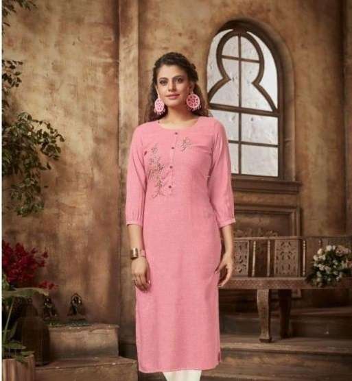 KALAROOP NFINITE RAYON FANCY KHATLI WORK DESIGNER KURTI COLLECTION