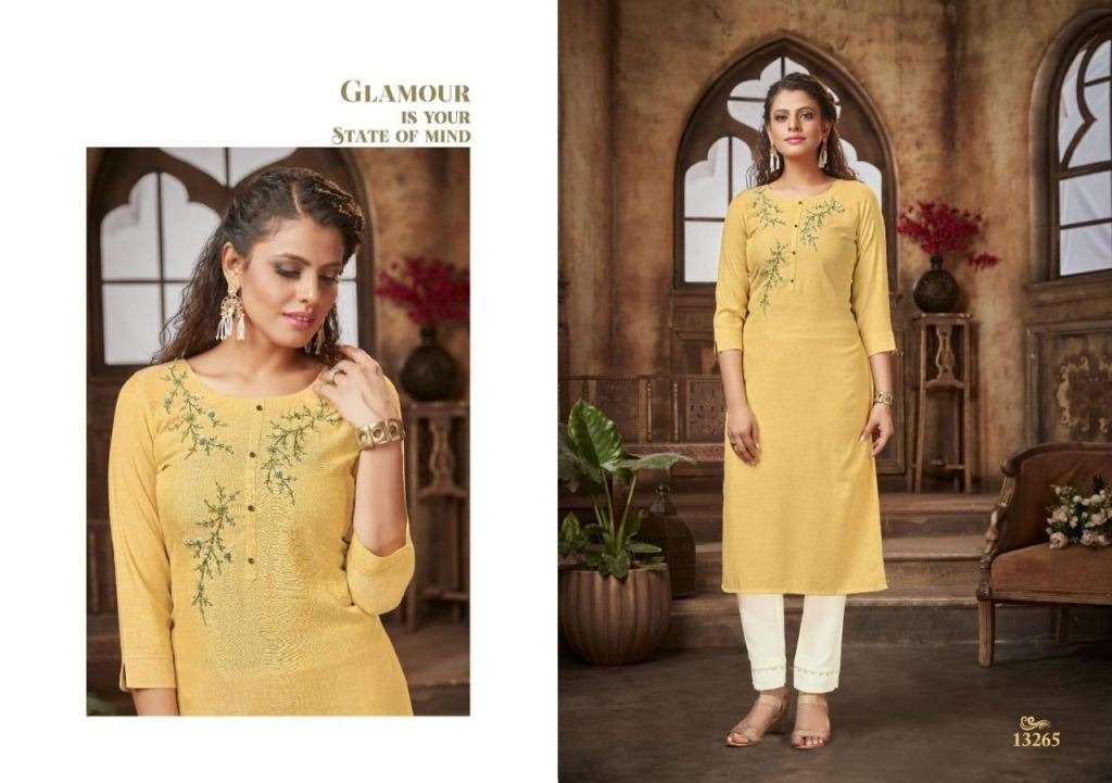 KALAROOP NFINITE RAYON FANCY KHATLI WORK DESIGNER KURTI COLLECTION