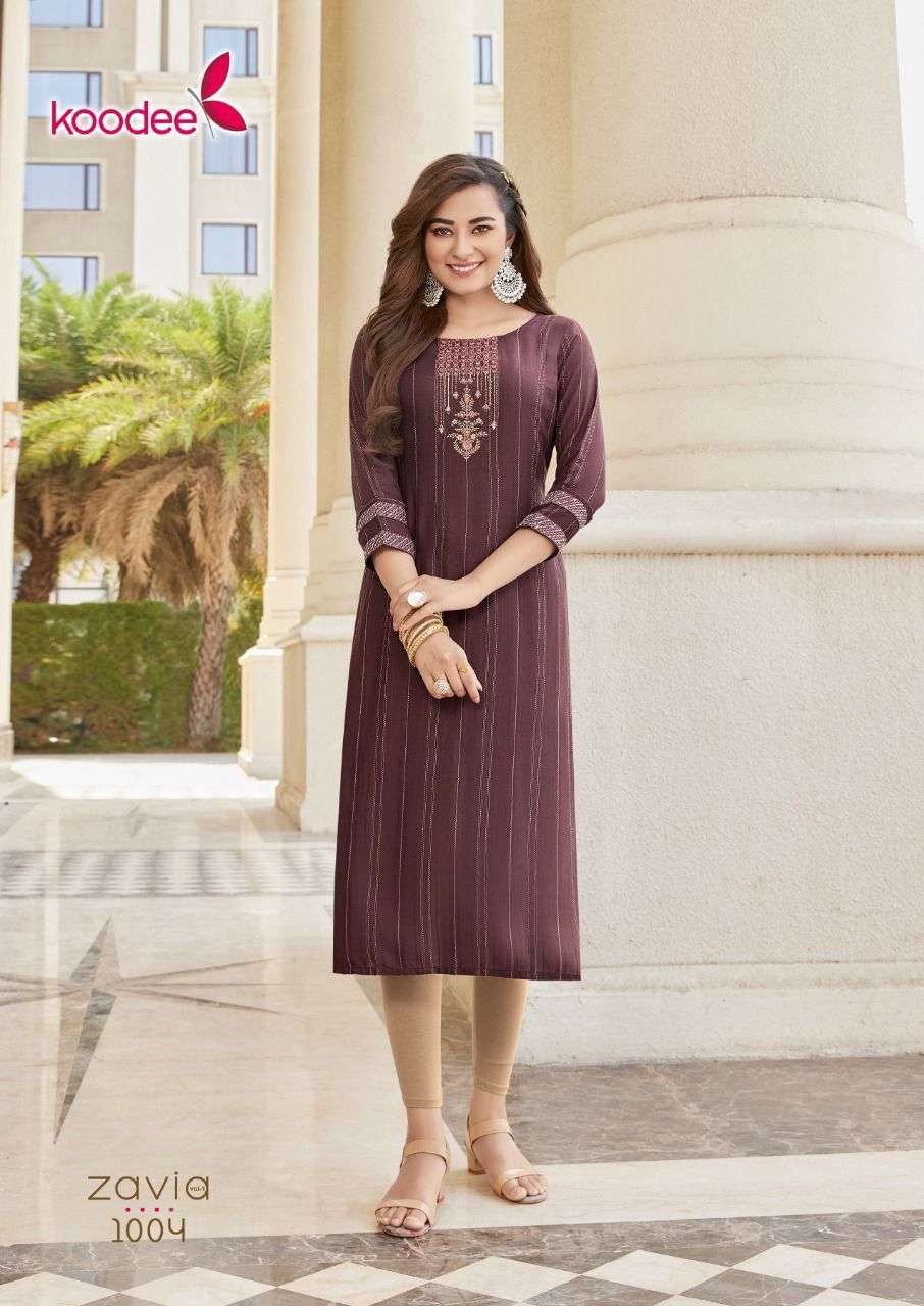 KOODEE Launching zavia-1 Straight embroidery Kurtis Catalogue
