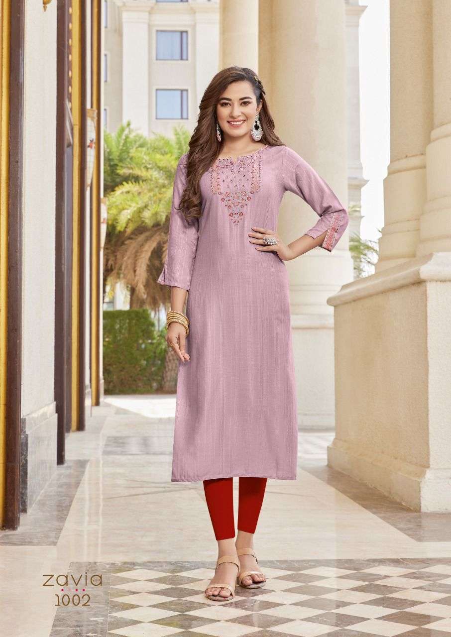 KOODEE Launching zavia-1 Straight embroidery Kurtis Catalogue