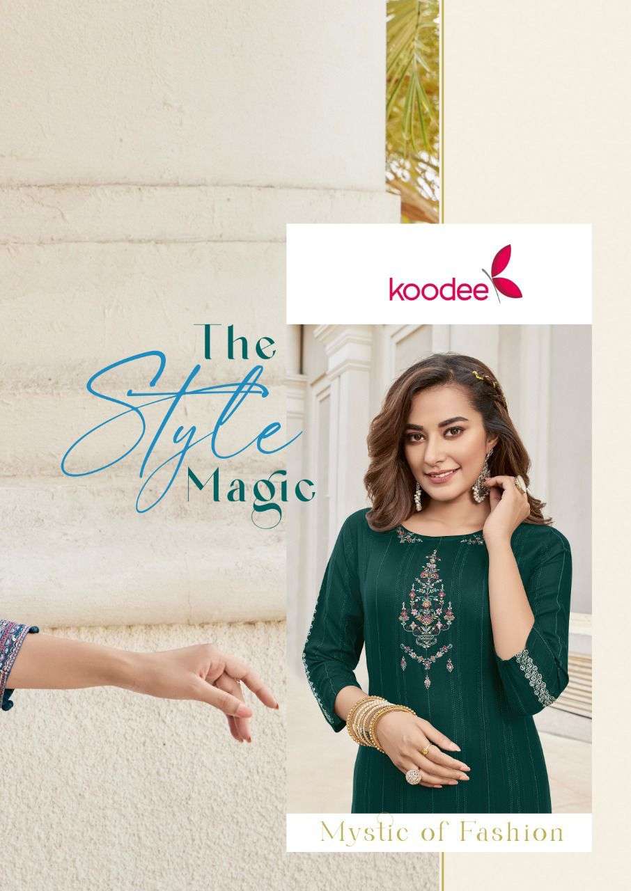 KOODEE Launching zavia-1 Straight embroidery Kurtis Catalogue