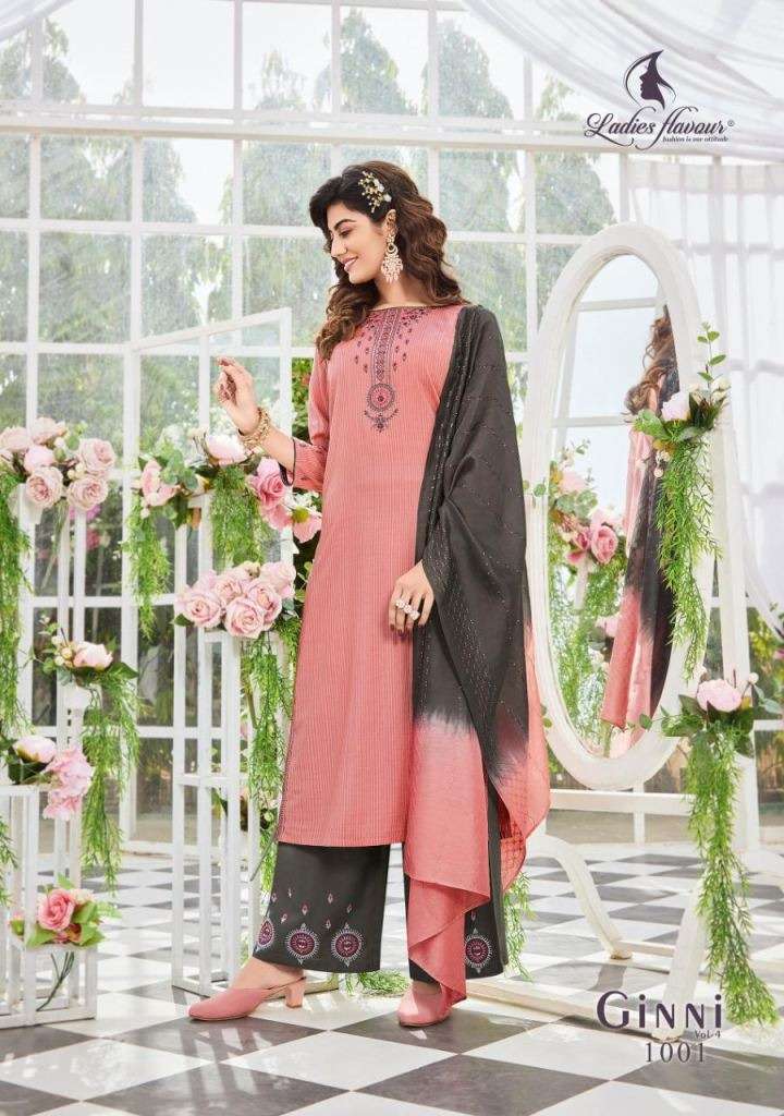LADIES FLAVOUR GINNI VOL 4 VISCOSE EMBROIDERY DESIGNER READY MADE KURTIS