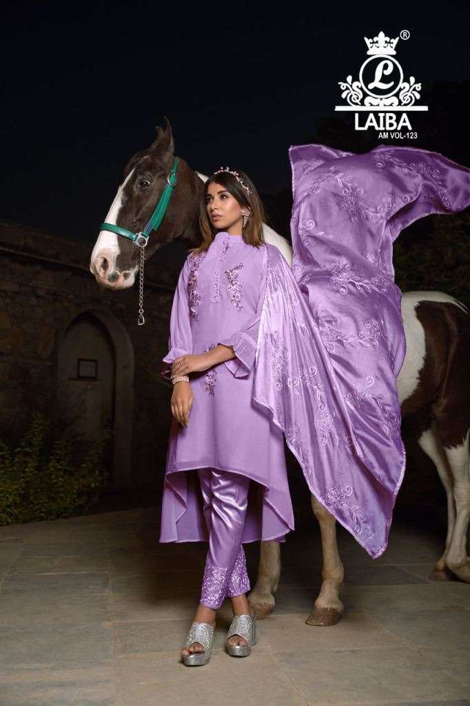 LAIBA THE DESIGNER STUDIO AM 123 GEORGETTE EMBROIDERY WORK READY MADE SUITS