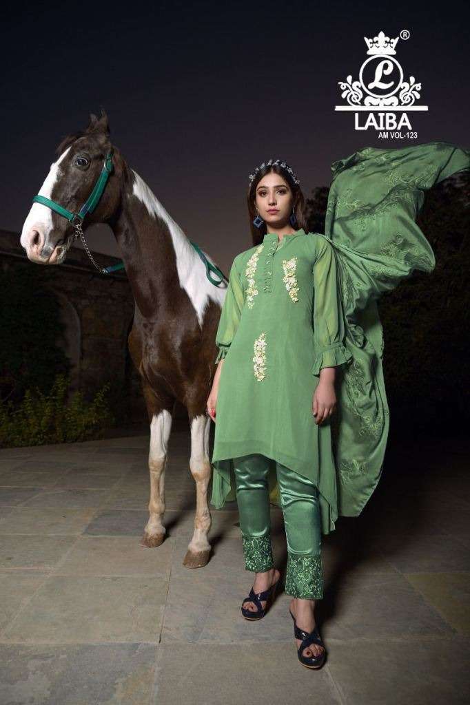 LAIBA THE DESIGNER STUDIO AM 123 GEORGETTE EMBROIDERY WORK READY MADE SUITS