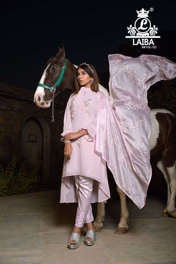 LAIBA THE DESIGNER STUDIO AM 123 GEORGETTE EMBROIDERY WORK READY MADE SUITS