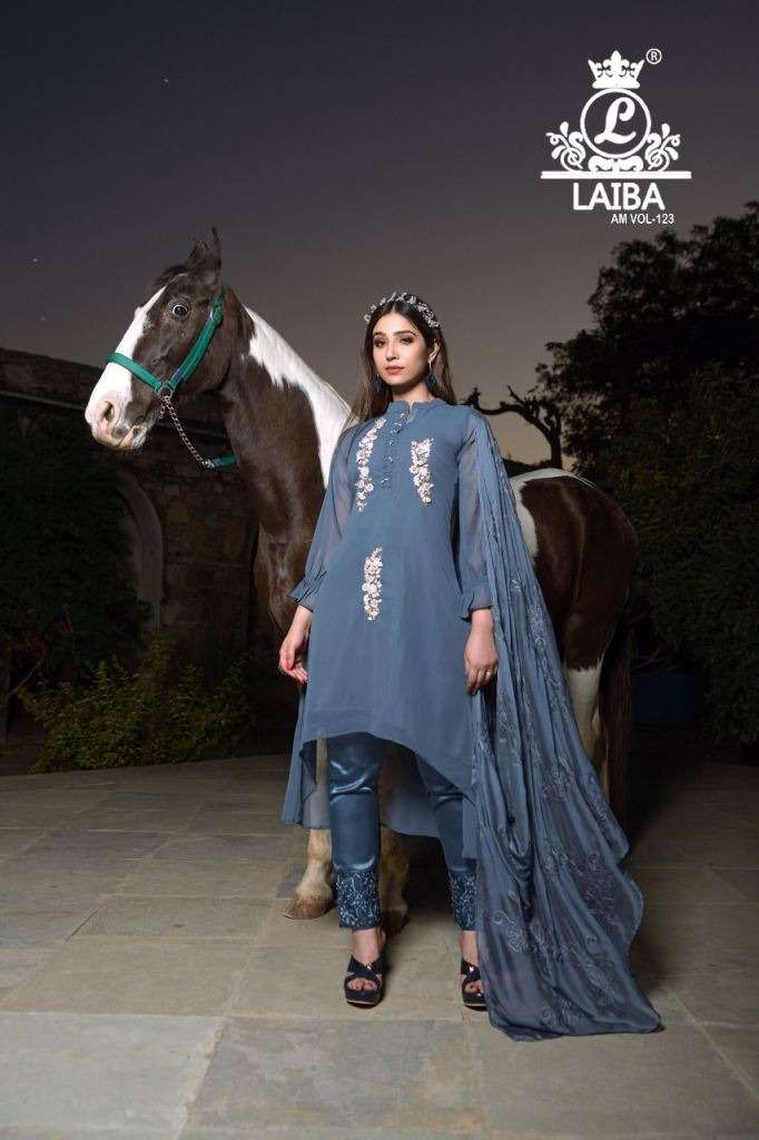 LAIBA THE DESIGNER STUDIO AM 123 GEORGETTE EMBROIDERY WORK READY MADE SUITS