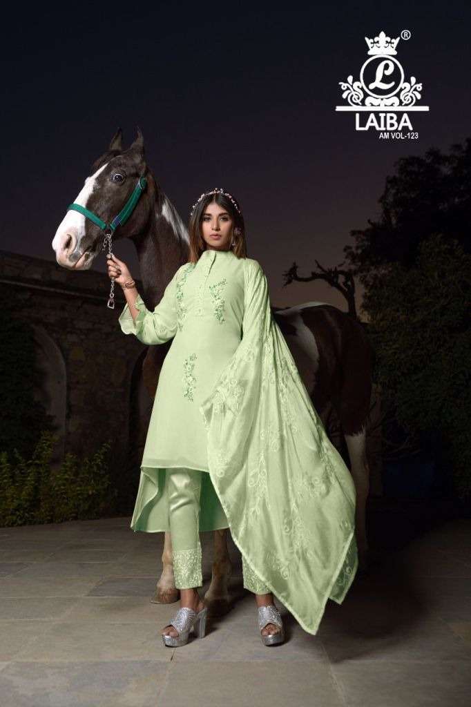 LAIBA THE DESIGNER STUDIO AM 123 GEORGETTE EMBROIDERY WORK READY MADE SUITS