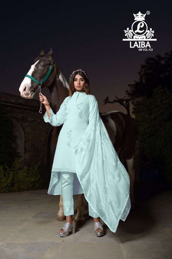 LAIBA THE DESIGNER STUDIO AM 123 GEORGETTE EMBROIDERY WORK READY MADE SUITS