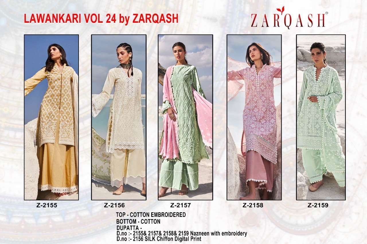LAWANKARI VOL 24 BY ZARQASH COTTON PAKISTANI DRESSES WHOLESALER