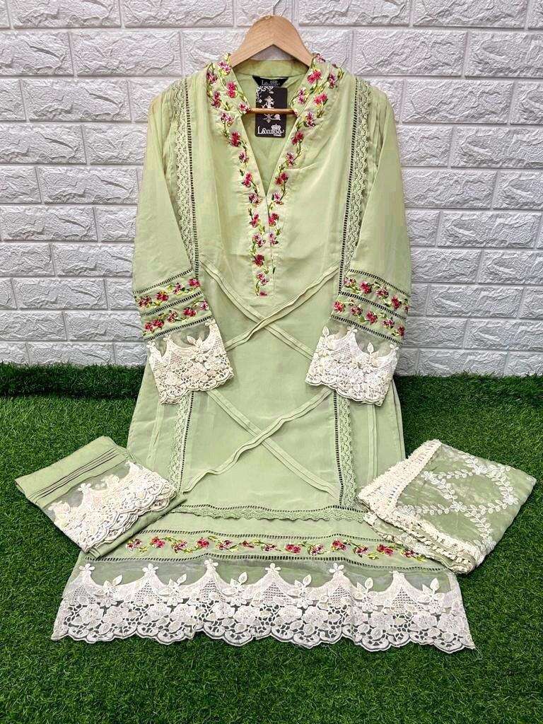 LAXURIA TRENDZ 1186 GEORGETTE EMBROIDERY TOP BOTTOM AND DUPATTA