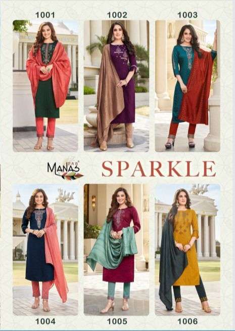 MANAS FAB Catalogue SPARKLE   Top,Pant with duptta 