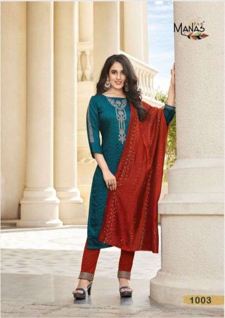 MANAS FAB Catalogue SPARKLE   Top,Pant with duptta 