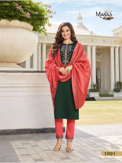 MANAS FAB Catalogue SPARKLE   Top,Pant with duptta 