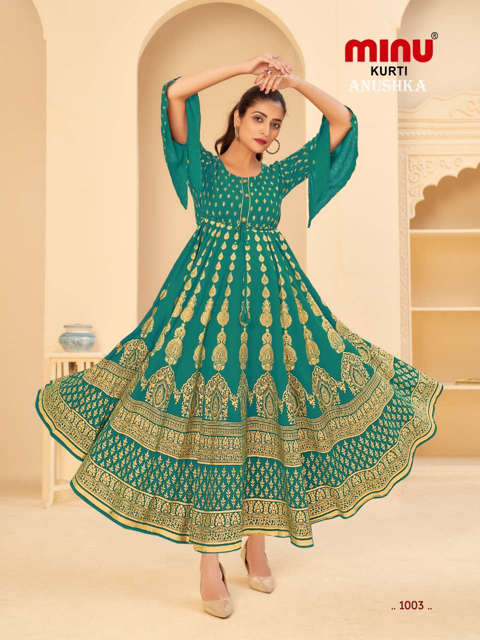 Minu ANUSHKA Rayon Long Flair Gown-4P Catalog