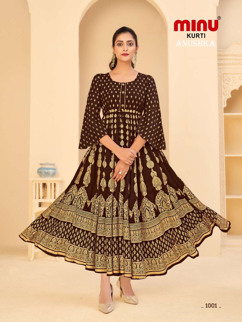Minu ANUSHKA Rayon Long Flair Gown-4P Catalog