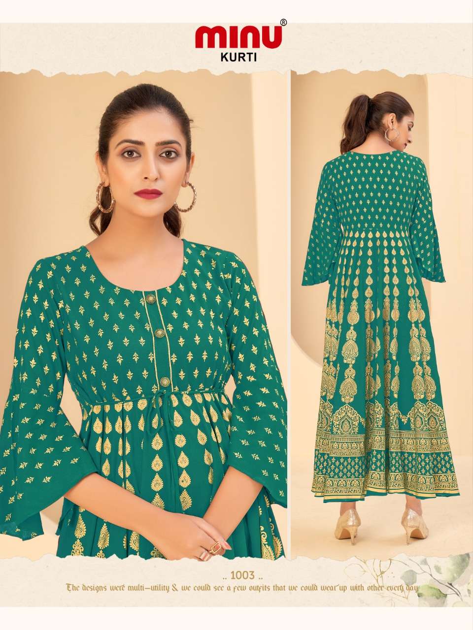 Minu ANUSHKA Rayon Long Flair Gown-4P Catalog