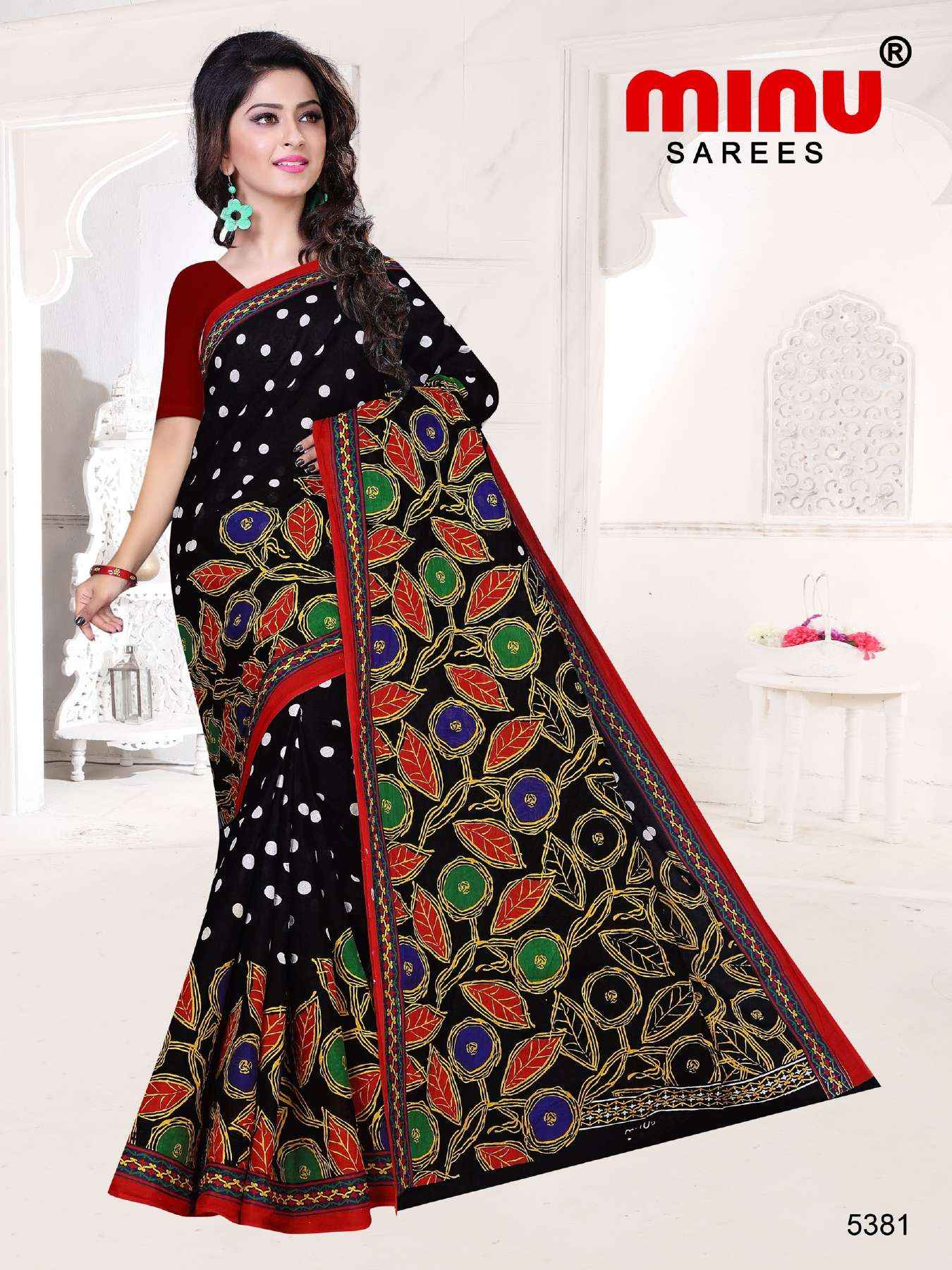Minu APPLE Cotton Printed Saree-15P Catalog
