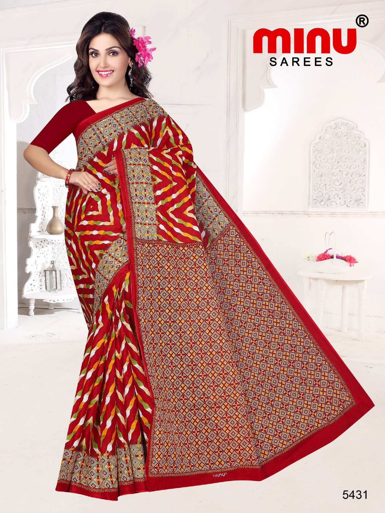 Minu APPLE Cotton Printed Saree-15P Catalog