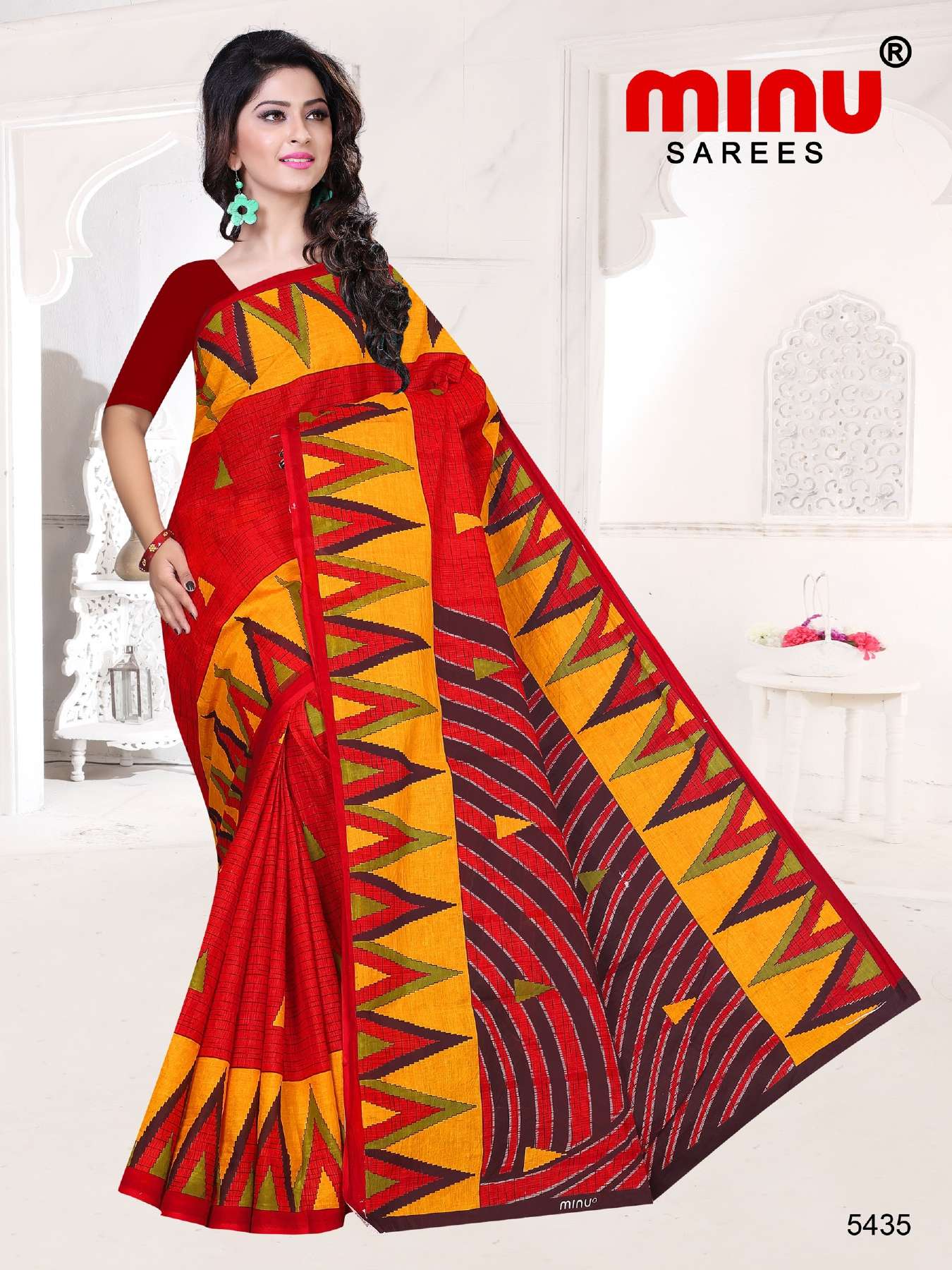 Minu APPLE Cotton Printed Saree-15P Catalog