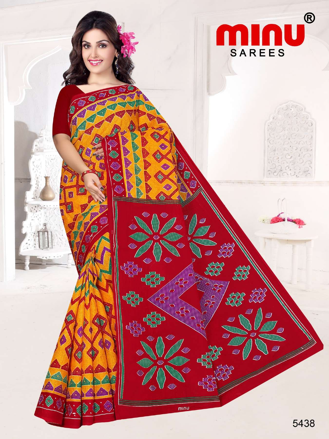 Minu APPLE Cotton Printed Saree-15P Catalog