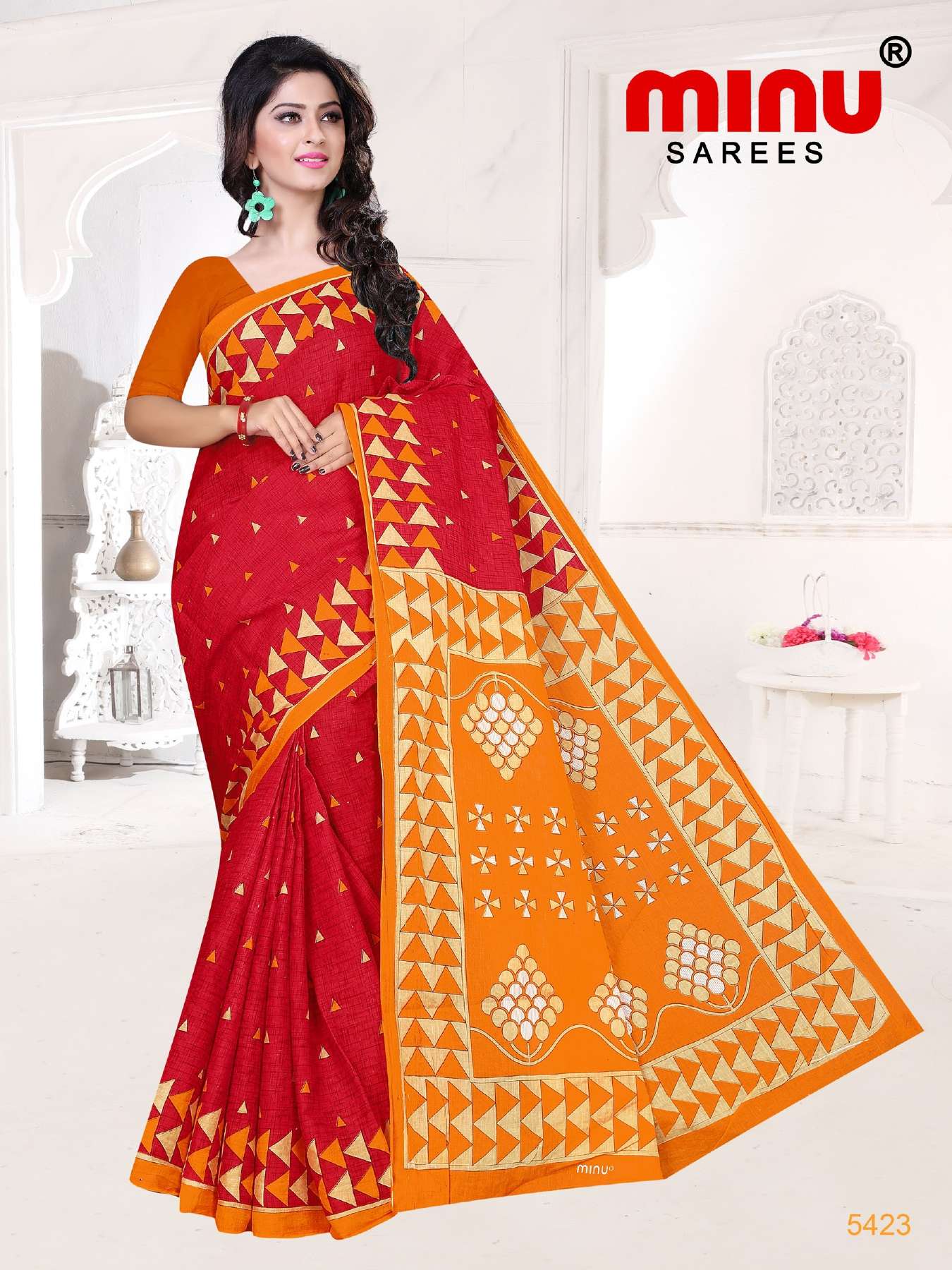 Minu APPLE Cotton Printed Saree-15P Catalog
