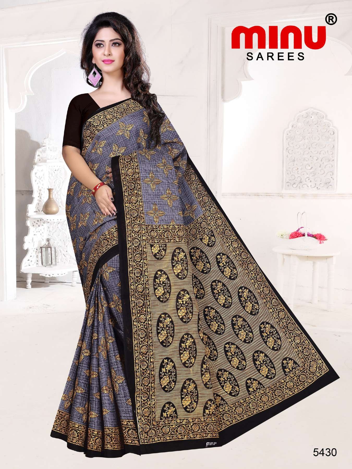 Minu APPLE Cotton Printed Saree-15P Catalog