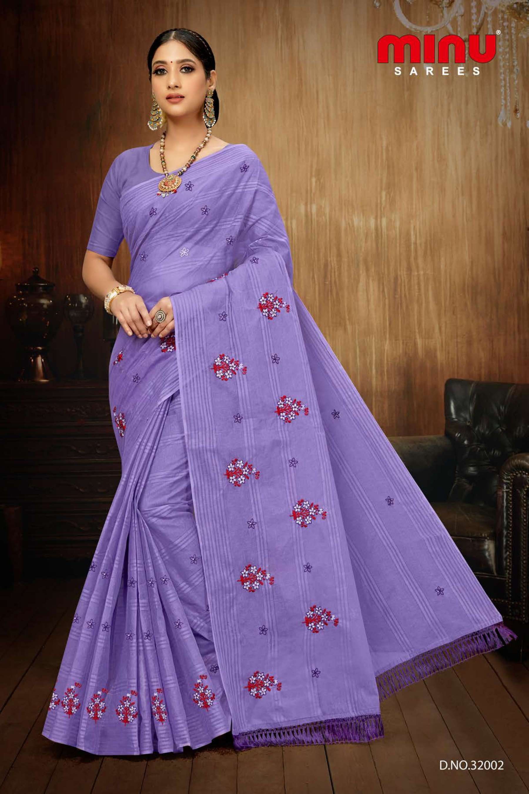Minu BARKHA Cotton Embroidered Saree-8P Catalog