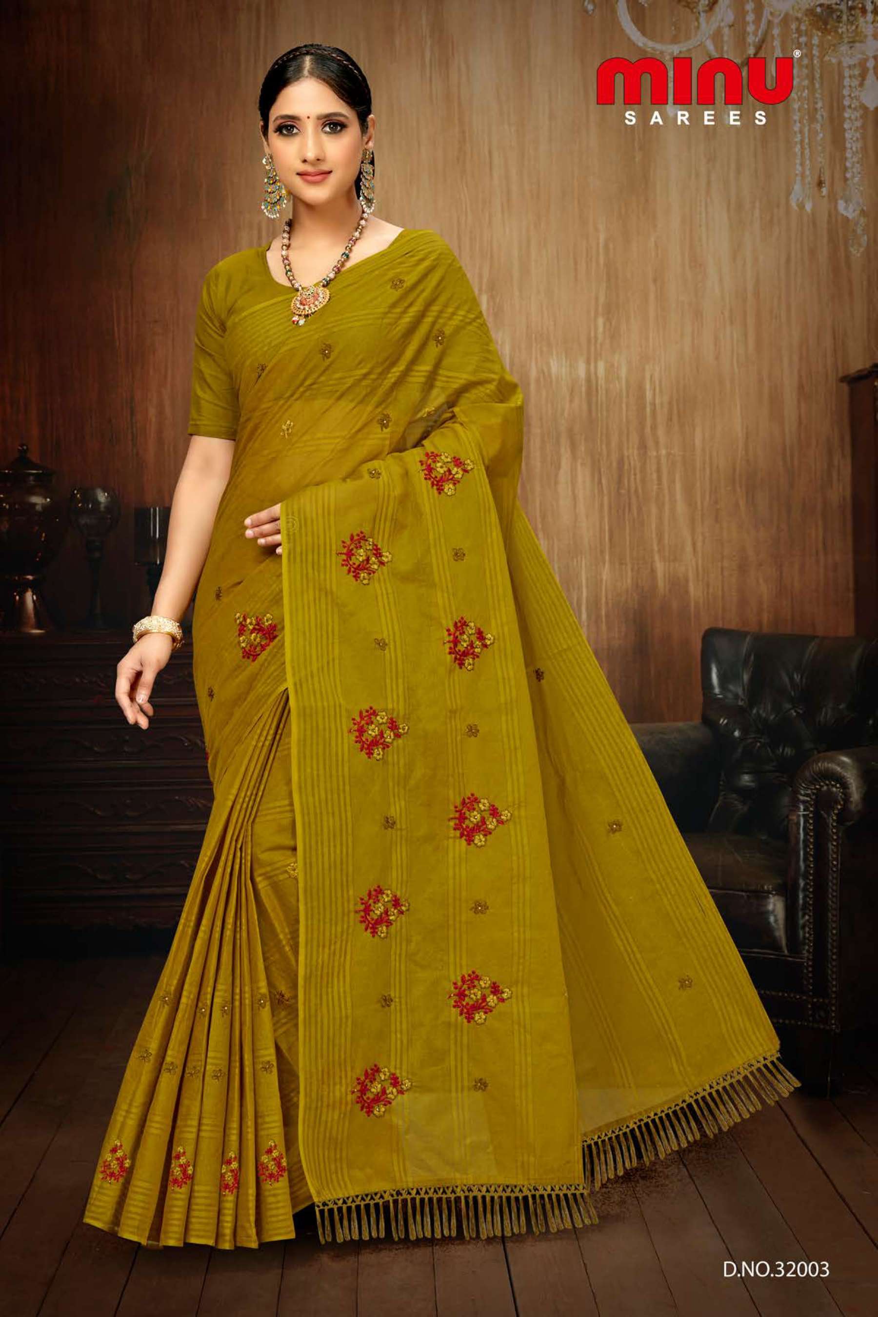 Minu BARKHA Cotton Embroidered Saree-8P Catalog