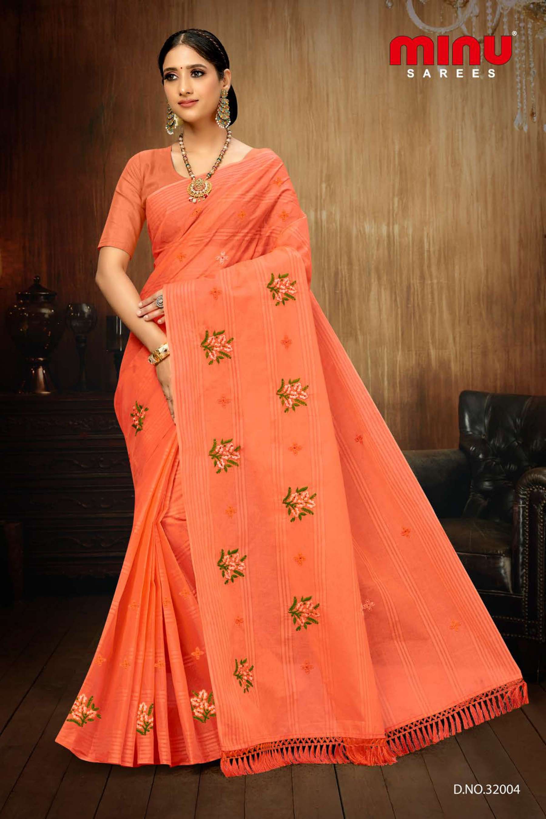 Minu BARKHA Cotton Embroidered Saree-8P Catalog