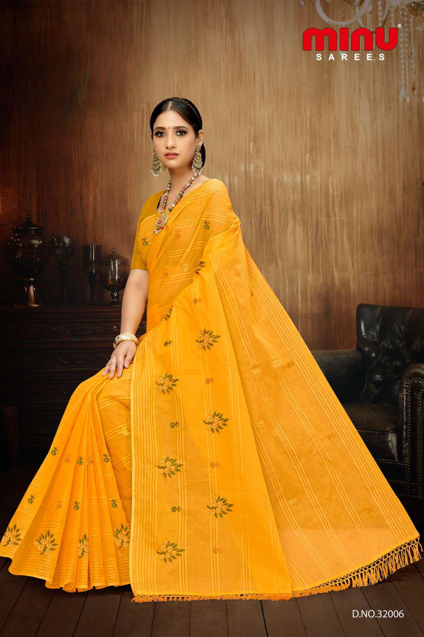 Minu BARKHA Cotton Embroidered Saree-8P Catalog