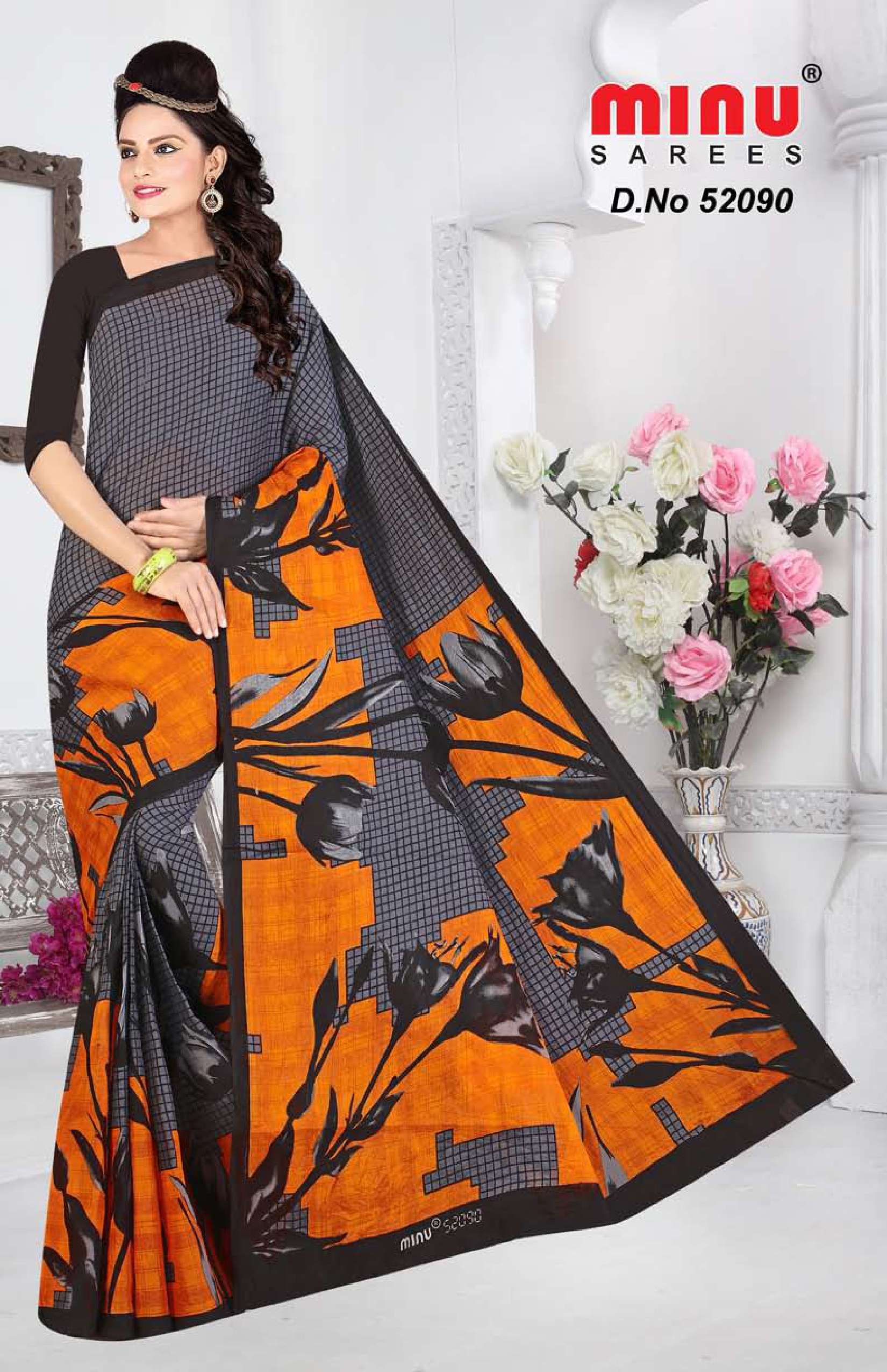 Minu BEGUM Cotton Printed Saree-12P Catalog
