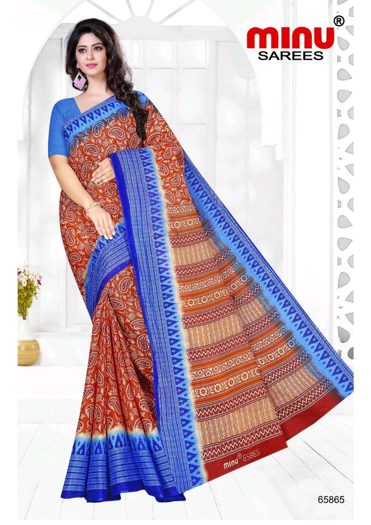 Minu BUNTY Assorted Pure Cotton Printed Saree For Regular Wear catalog Pack Of 4Pcs