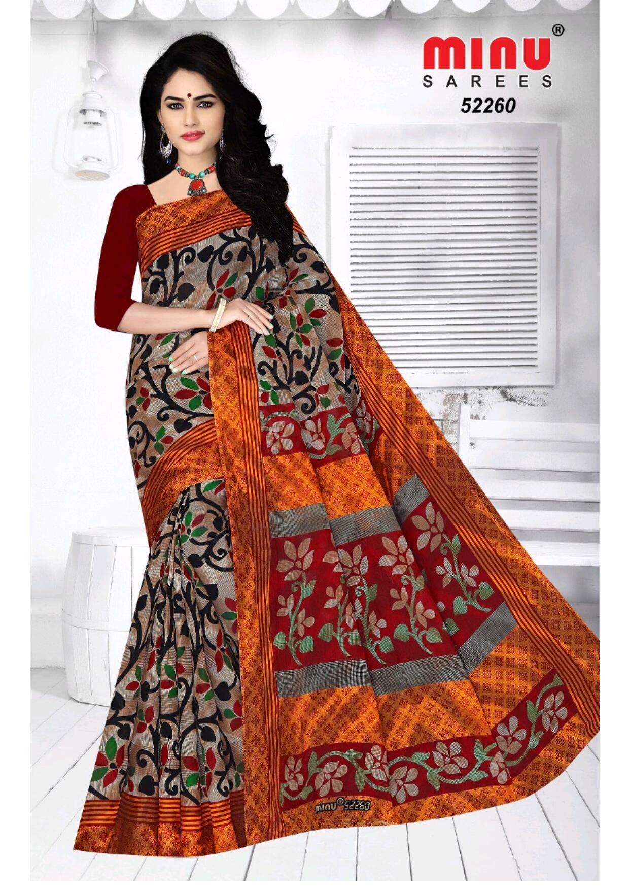 Minu cotton saree low price top