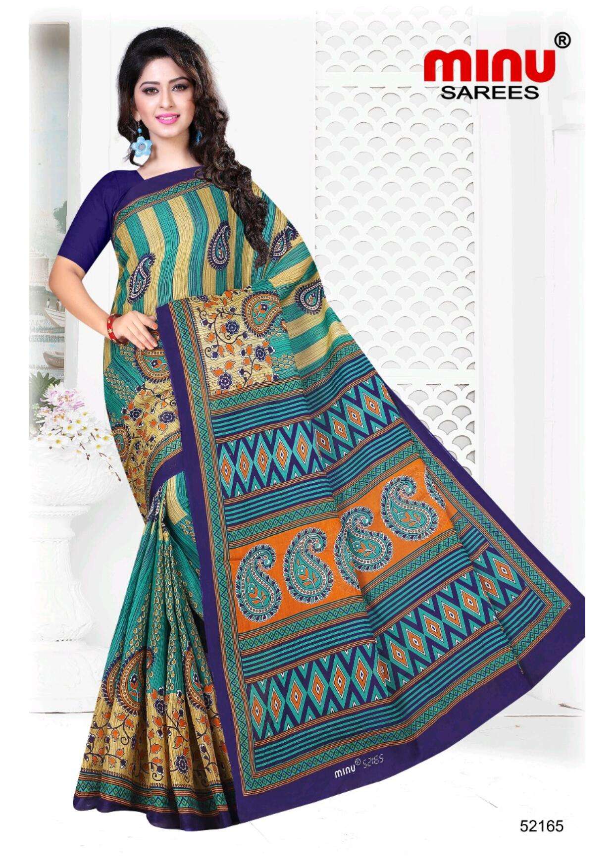 Minu BUNTY Assorted Pure Cotton Printed Saree For Regular Wear catalog Pack Of 4Pcs