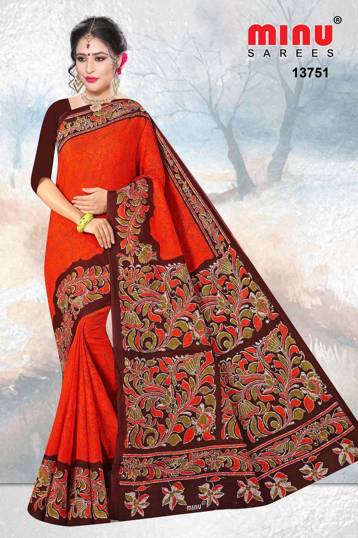 Minu CRYSTAL BATIK Cotton Saree-10P Catalog