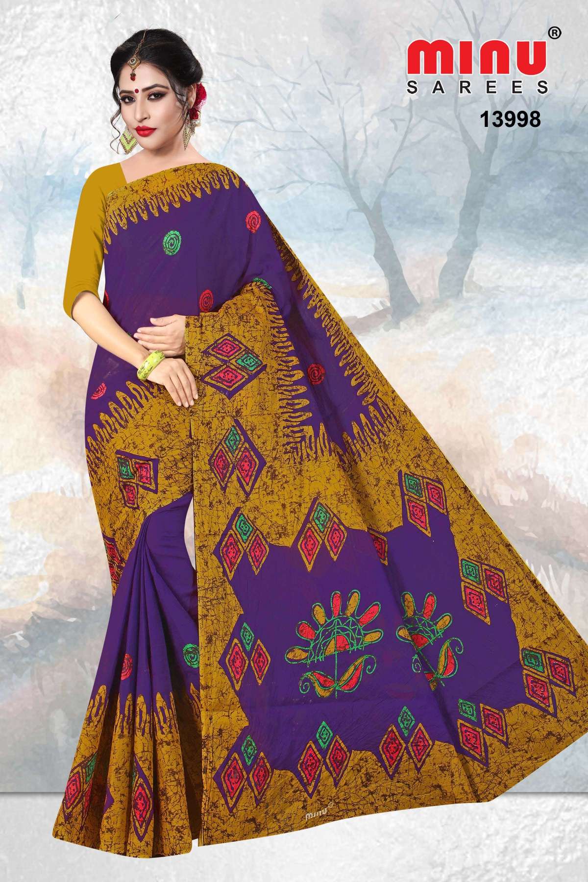 Minu CRYSTAL BATIK Cotton Saree-10P Catalog