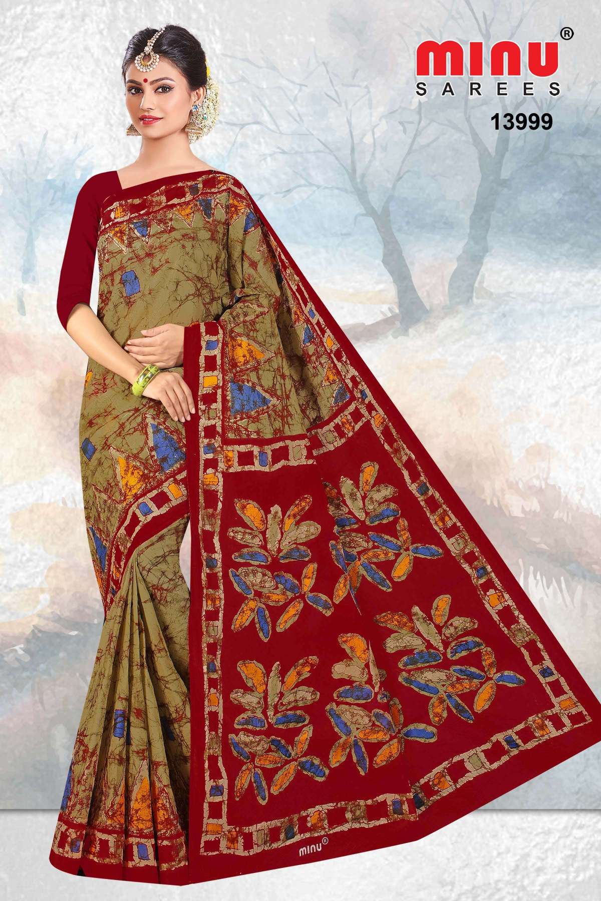 Minu CRYSTAL BATIK Cotton Saree-10P Catalog