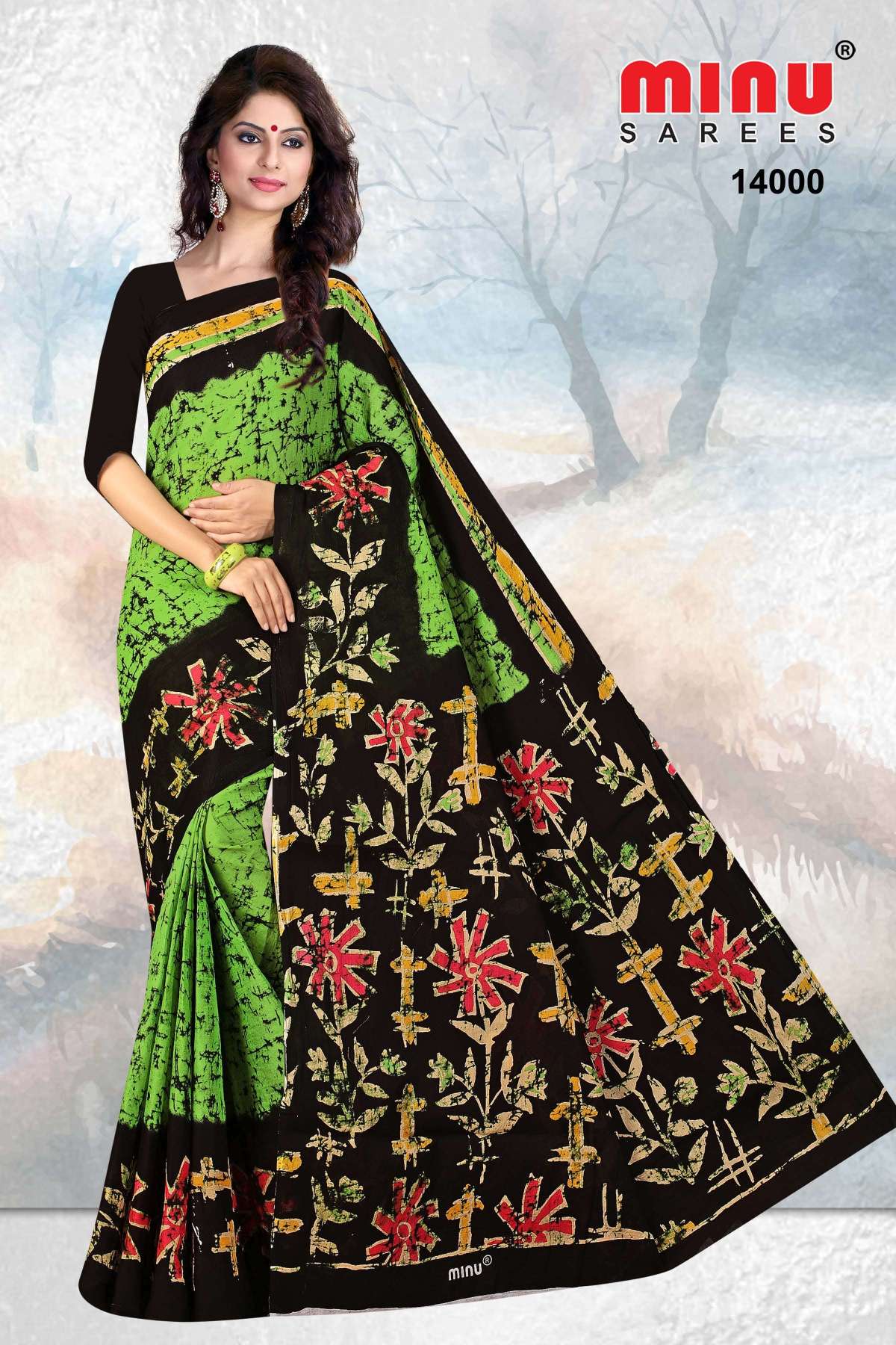 Minu CRYSTAL BATIK Cotton Saree-10P Catalog