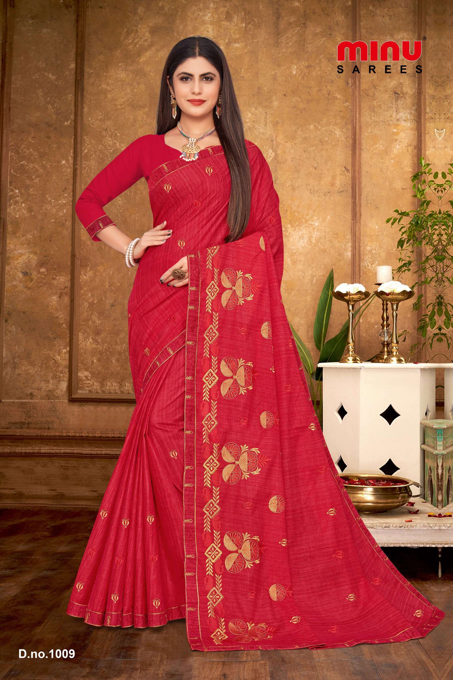 Minu Ginger Assorted Cotton Embroidered Saree-8P