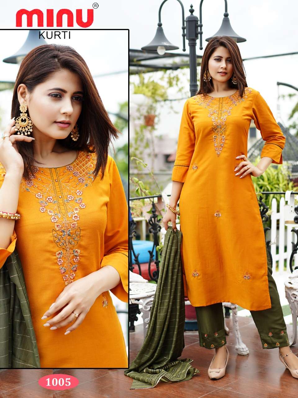 Minu GOONJ Satin Embroidered Kurtis Combo-6P Catalog
