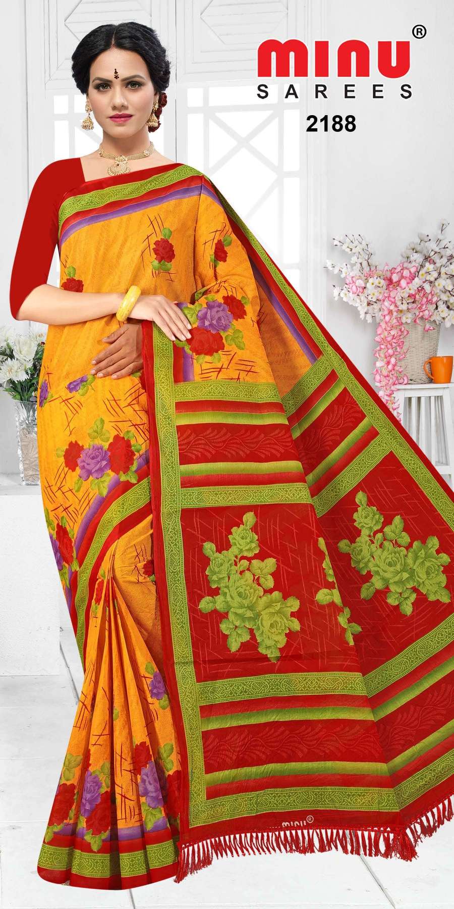 Minu GRAPES Cotton Printed Saree-10P Catalog