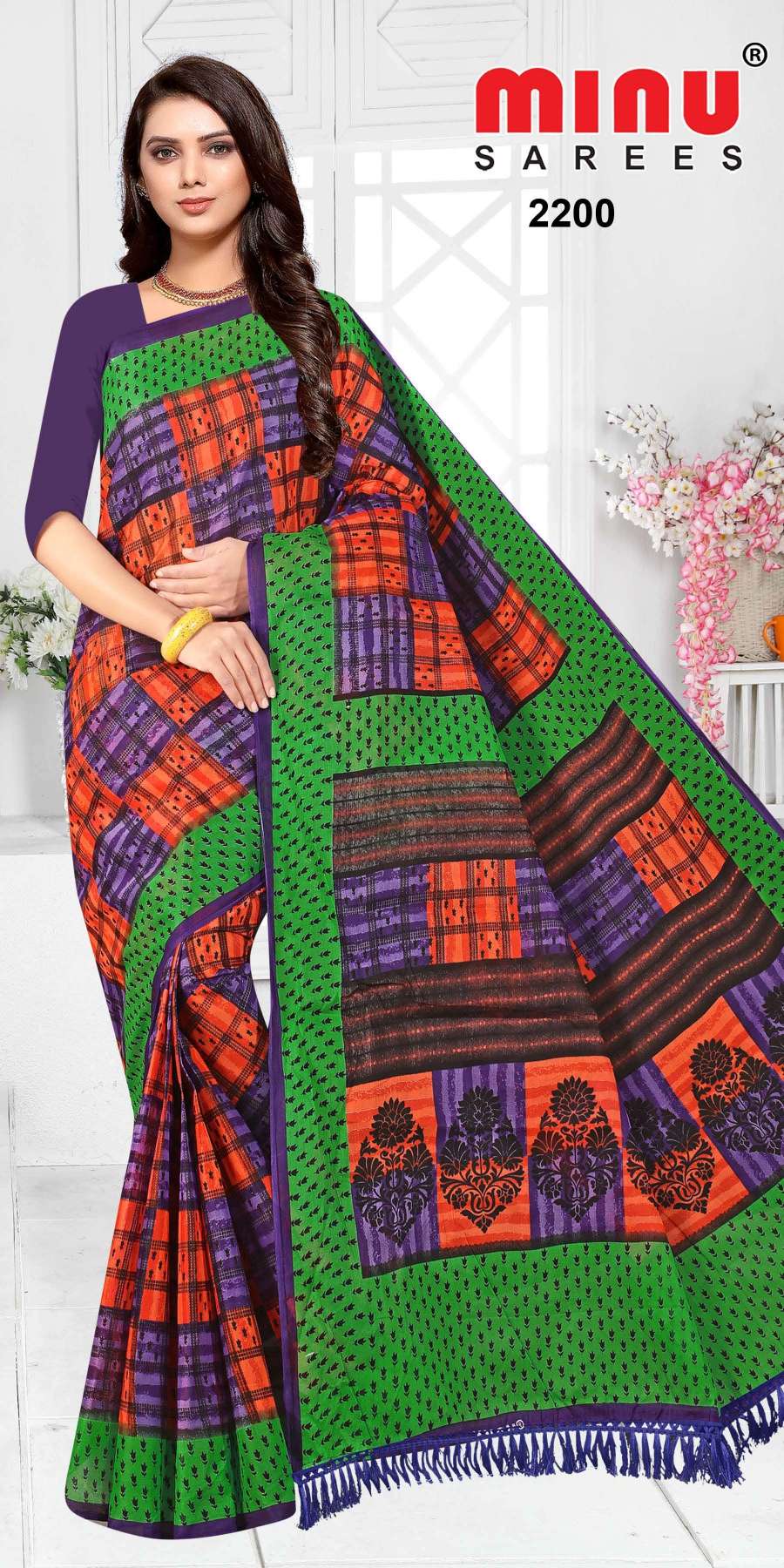 Minu GRAPES Cotton Printed Saree-10P Catalog