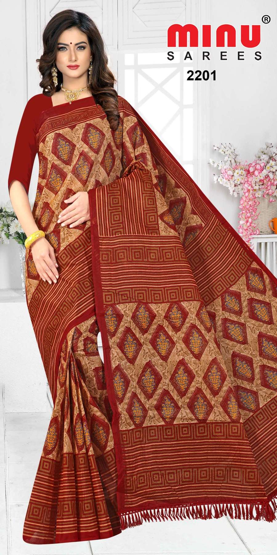 Minu GRAPES Cotton Printed Saree-10P Catalog