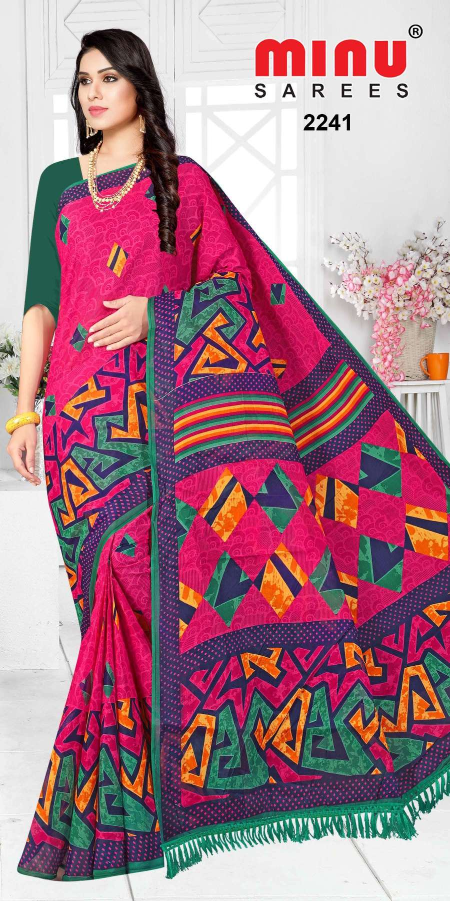 Minu GRAPES Cotton Printed Saree-10P Catalog